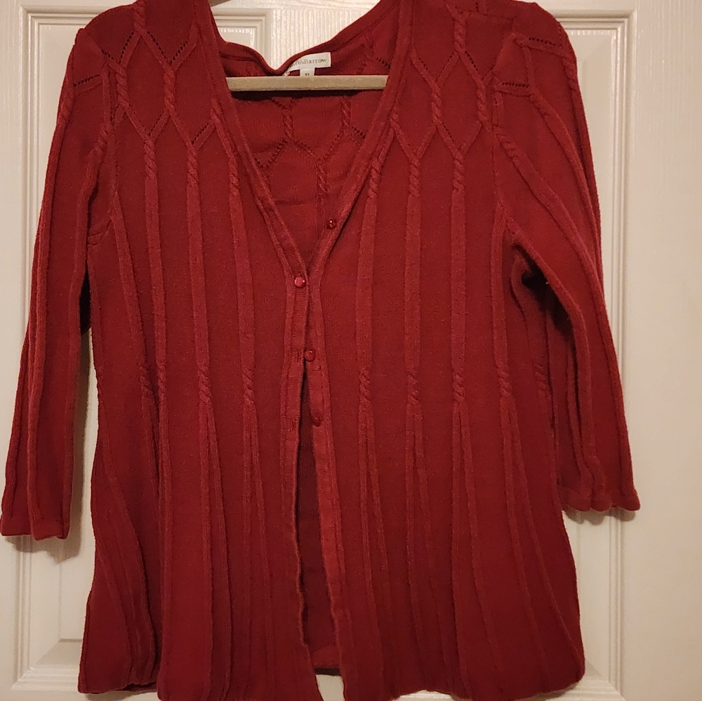 croft & barrow Brick Red Open-Front Knit Cardigan